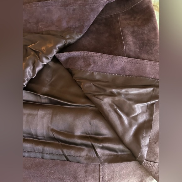 Benetton Vintage 1990's United Colors of Benetton China Plum Leather Wrap Skirt - Picture 9 of 10